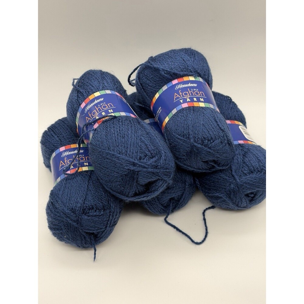 5 Skeins Herrschners Afghan Yarn, 2 Ply Navy 2 OZ-  220 Yards Each